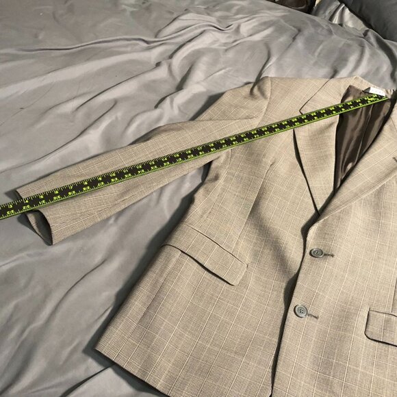 Pierre Cardin Mens Blazer Jacket 40R Gray Plaid Wool Blend Suit Coat 2-Button - Picture 8 of 14